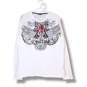 Vintage Y2K Karv Wings Graphic Long Sleeve Shirt White Size L